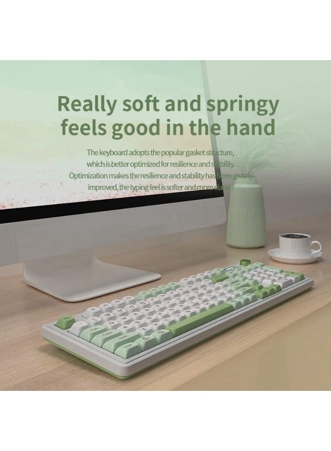 LANGTU L98 96% Membrane Keyboard,Tri-Mode Connectivity RGB Backlights,Rotary Knob+Screen,Gasket Mounted,Sa Profile Keycaps,98 Keys Software Programmable Gaming Keyboard for MAC/Win (Green) - Image 3